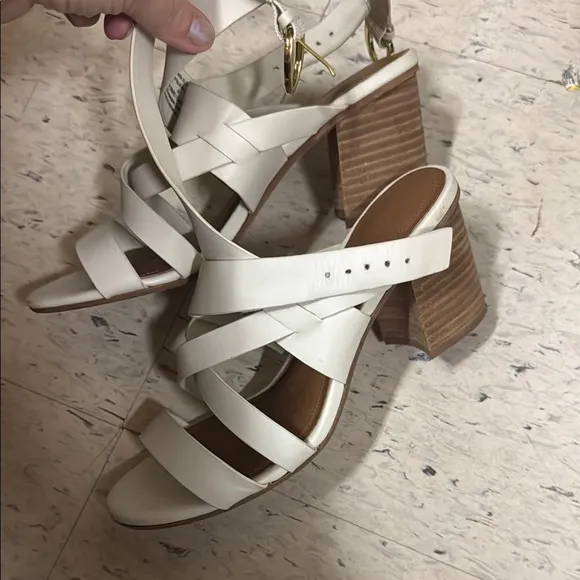 Nordstrom White Heels with Crisscross Straps