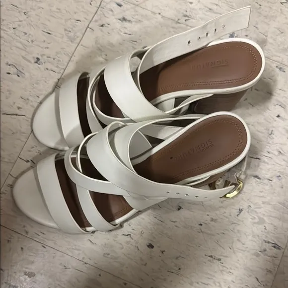 Nordstrom White Heels with Crisscross Straps