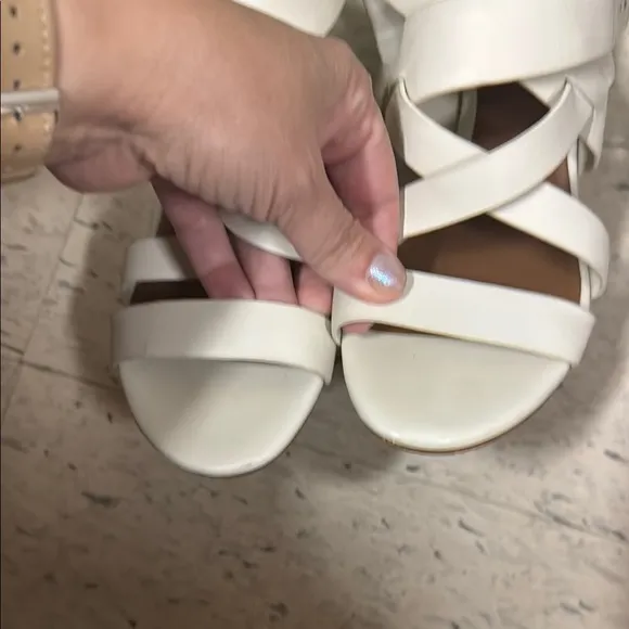 Nordstrom White Heels with Crisscross Straps