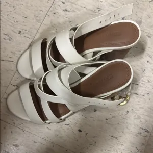 Nordstrom White Heels with Crisscross Straps