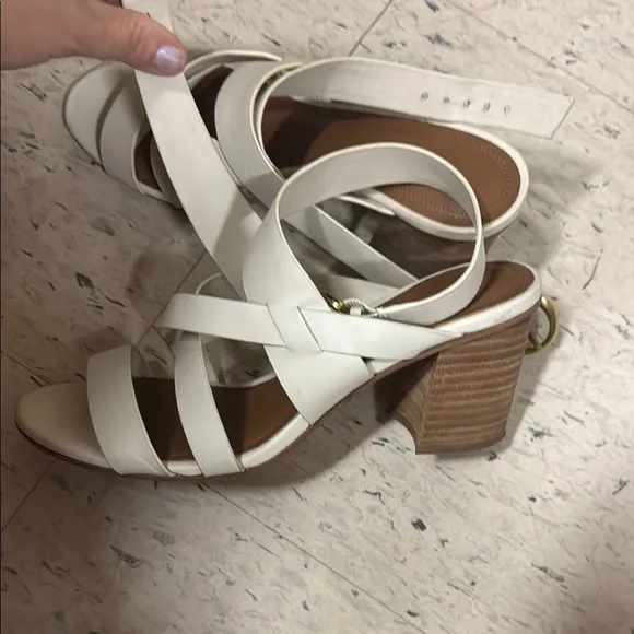 Nordstrom White Heels with Crisscross Straps