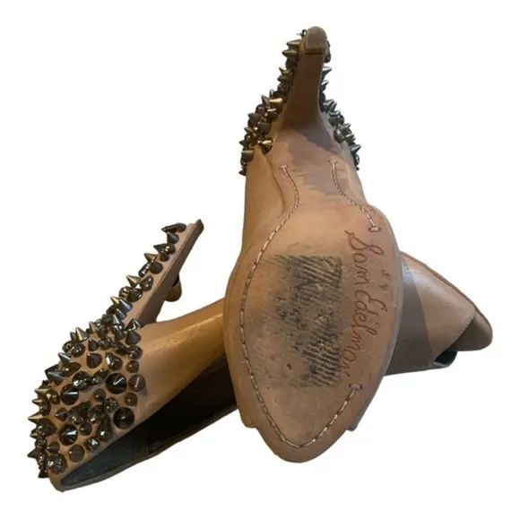 Nude Lorissa Leather Peep Toe Pumps by Sam Edelman- 7.5