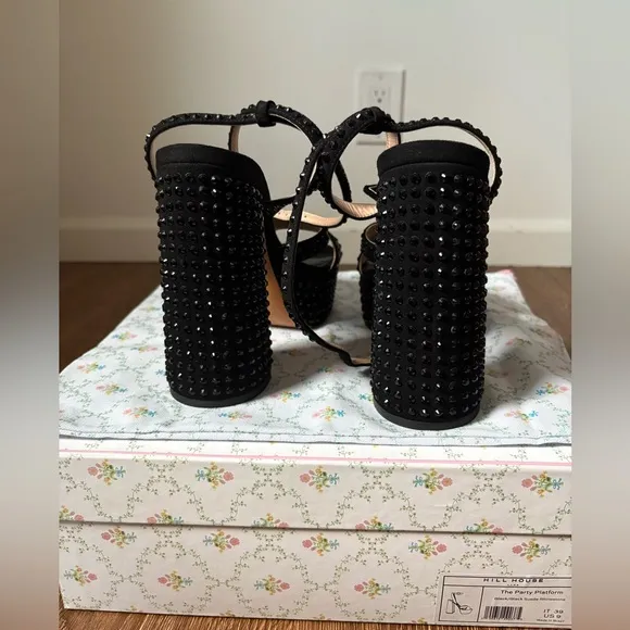 NWB Hill House Home Party Platform Heels Black Suede Rhinestone size 9