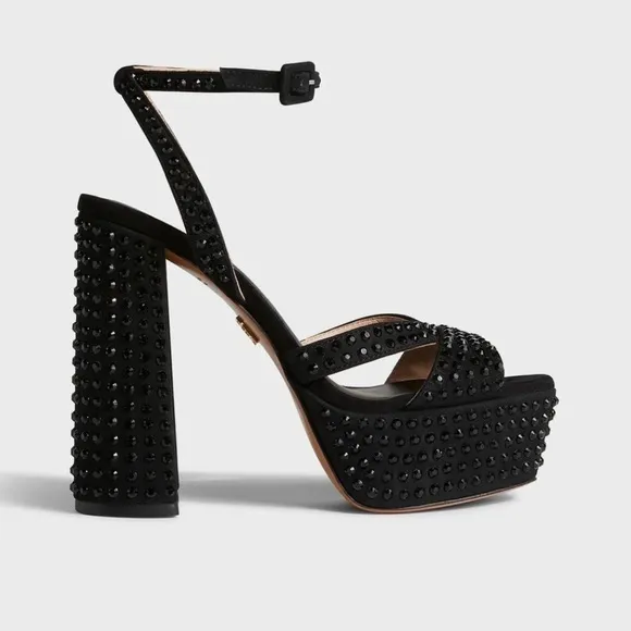 NWB Hill House Home Party Platform Heels Black Suede Rhinestone size 9
