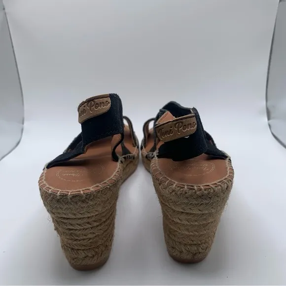 NWB TONI PONS SUSA-SP BlackEspadrille wedge sandals size 41 US 10 1222