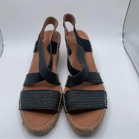 NWB TONI PONS SUSA-SP BlackEspadrille wedge sandals size 41 US 10 1222
