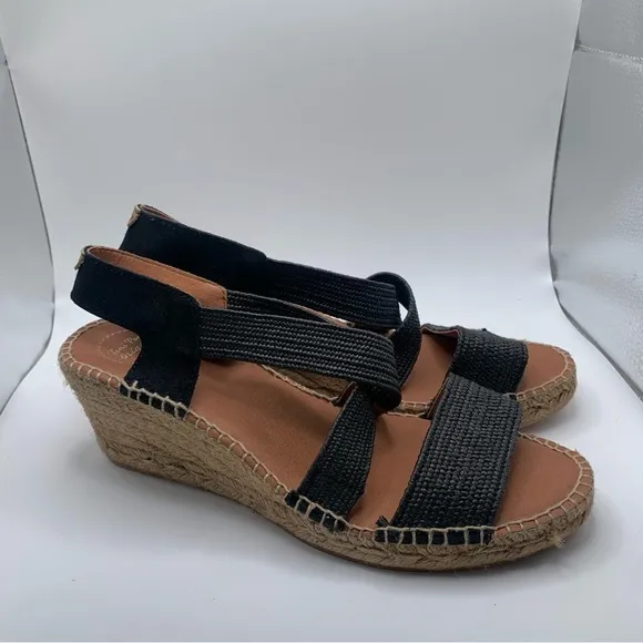 NWB TONI PONS SUSA-SP BlackEspadrille wedge sandals size 41 US 10 1222