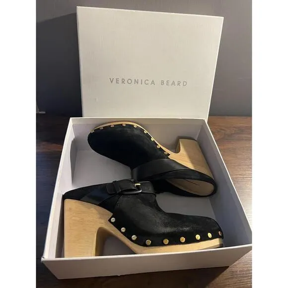 NWB VERONICA BEARD &quot;Dacey&quot; Black Suede Mule Clogs shoes US 11 M EUR 41 $400