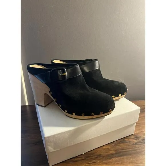 NWB VERONICA BEARD &quot;Dacey&quot; Black Suede Mule Clogs shoes US 11 M EUR 41 $400