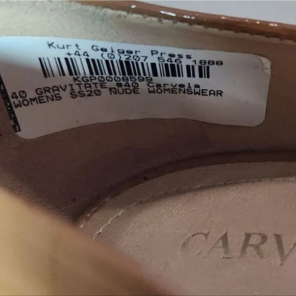 NWOB Carvela Gravitate Croc Embossed Heel Sandals Size 10 in Nude Tan