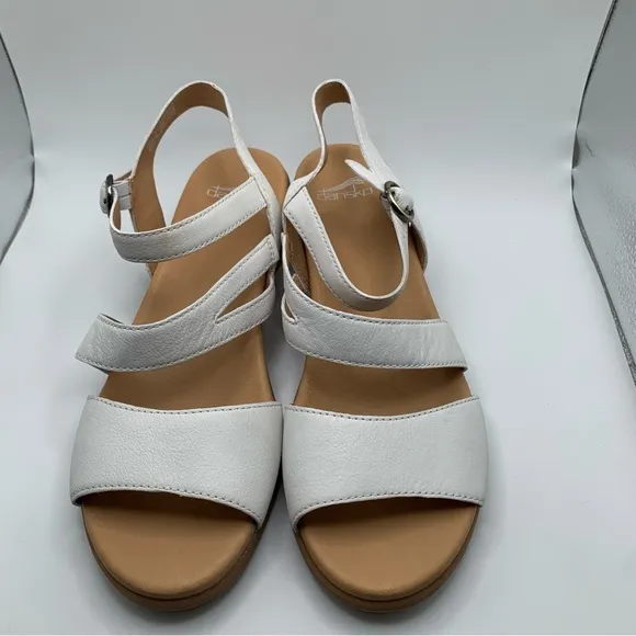 NWOB Dansko Tansy Leather Block Heel Sandals  41 US 10.5-11 white slingback 1624