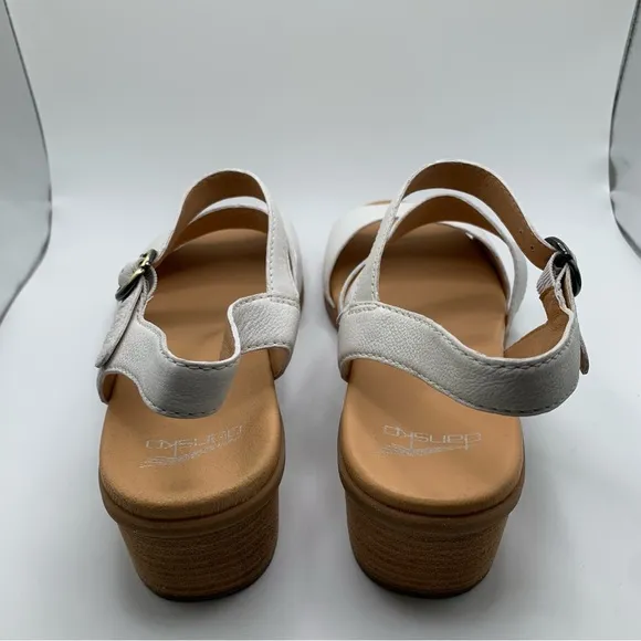 NWOB Dansko Tansy Leather Block Heel Sandals  41 US 10.5-11 white slingback 1624