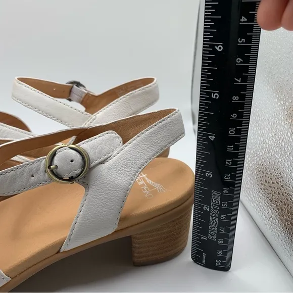 NWOB Dansko Tansy Leather Block Heel Sandals  41 US 10.5-11 white slingback 1624
