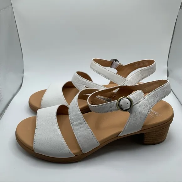 NWOB Dansko Tansy Leather Block Heel Sandals  41 US 10.5-11 white slingback 1624