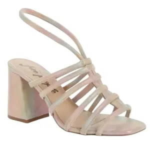 NWOB Free People Colette Cinched Heel Sandals In Rainbow Metallic