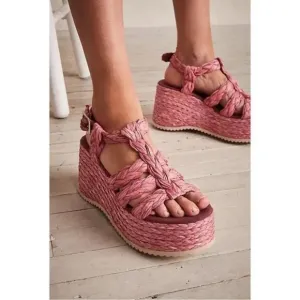 NWOB Free People Raffia Rendezvous Wedge Sandals