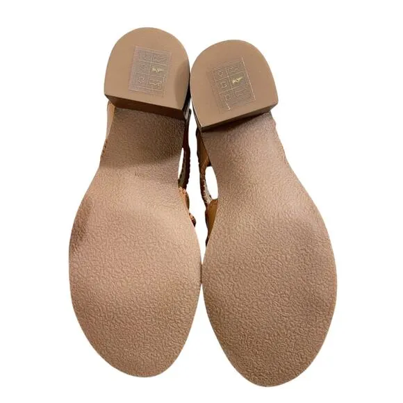 NWOB Jack Rogers Tan Leather High Heel Sandals Women's US Size 9 Made in Brazil