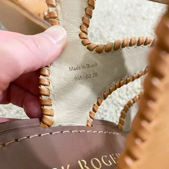 NWOB Jack Rogers Tan Leather High Heel Sandals Women's US Size 9 Made in Brazil
