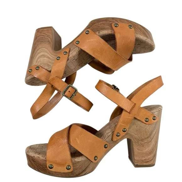 NWOB Kork-Ease Drew Strappy Leather Strap Block Heel Platform Sandals Size 8M