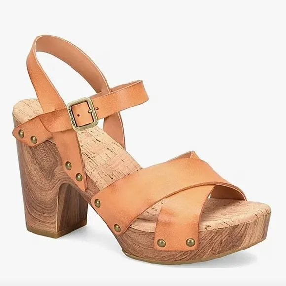NWOB Kork-Ease Drew Strappy Leather Strap Block Heel Platform Sandals Size 8M