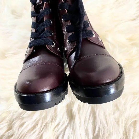 NWOB MARC FISHER Wyomi Platform Leather Lace-up Ankle Boot Sz 6.5 US
