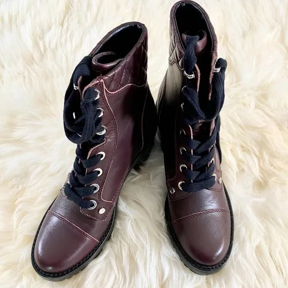 NWOB MARC FISHER Wyomi Platform Leather Lace-up Ankle Boot Sz 6.5 US