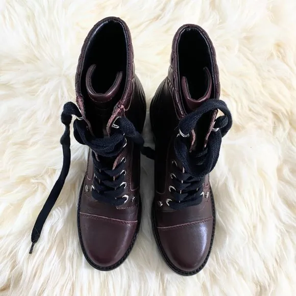 NWOB MARC FISHER Wyomi Platform Leather Lace-up Ankle Boot Sz 6.5 US