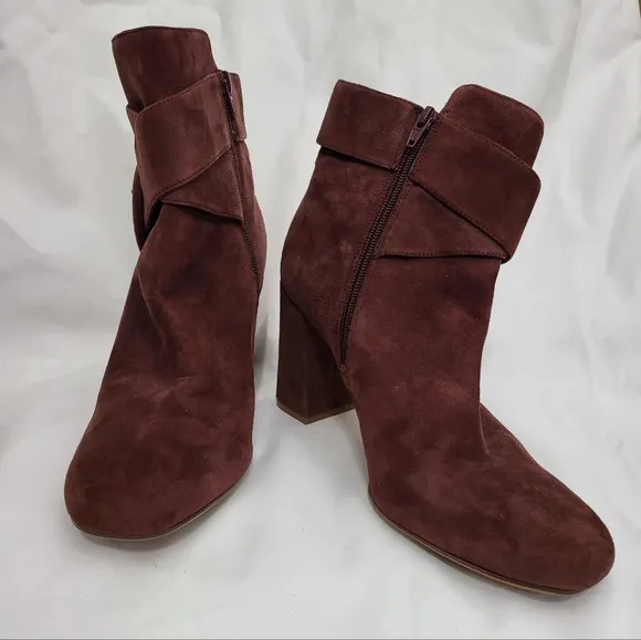 NWOB Naturalizer Burgundy Rae Bordo Side‎ Zip Suede Leather Boots Size 9W