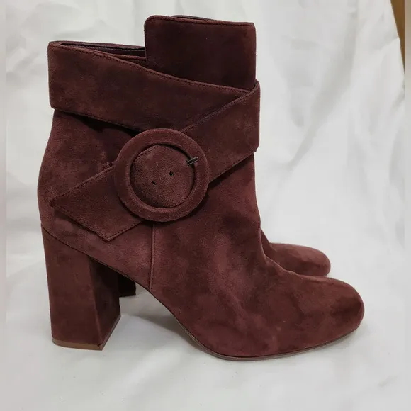 NWOB Naturalizer Burgundy Rae Bordo Side‎ Zip Suede Leather Boots Size 9W