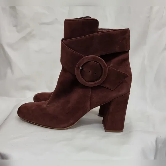 NWOB Naturalizer Burgundy Rae Bordo Side‎ Zip Suede Leather Boots Size 9W