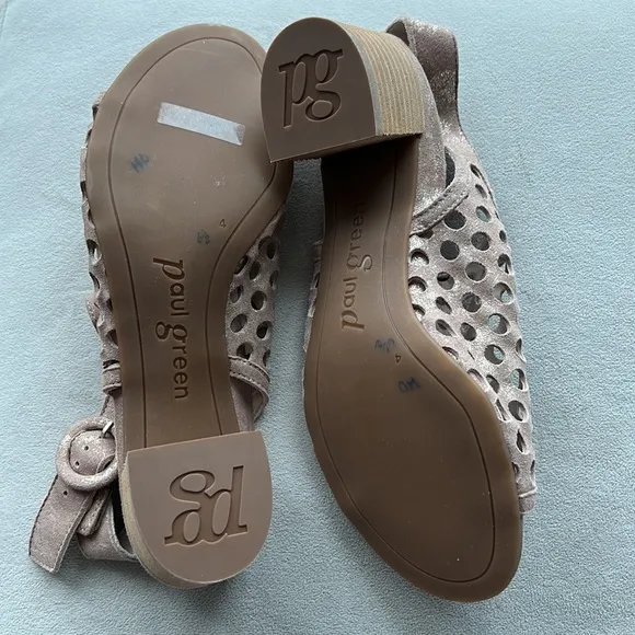 NWOB Paul Green Tico Perforated Block-Heel Sandals Size 4 UK / 6.5 US