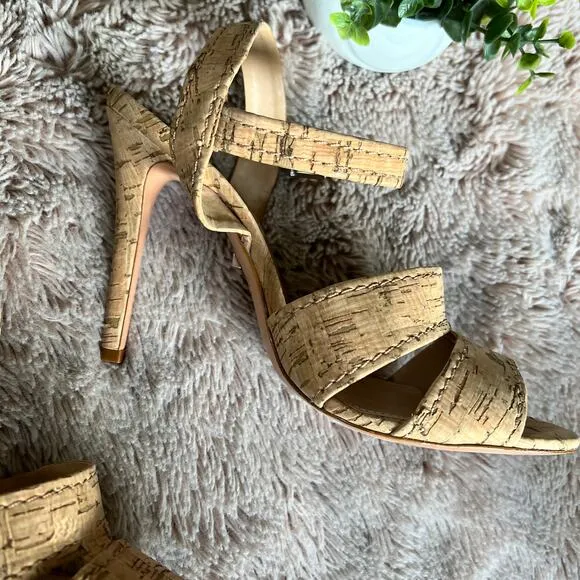 NWOB Schutz Cork 'Gwen' Ankle Strap Sandals with Heel Size: 10B