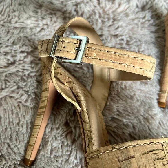 NWOB Schutz Cork 'Gwen' Ankle Strap Sandals with Heel Size: 10B