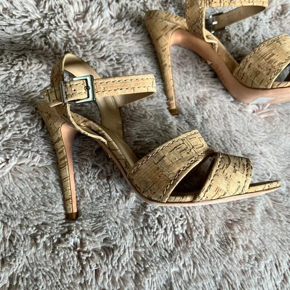 NWOB Schutz Cork 'Gwen' Ankle Strap Sandals with Heel Size: 10B