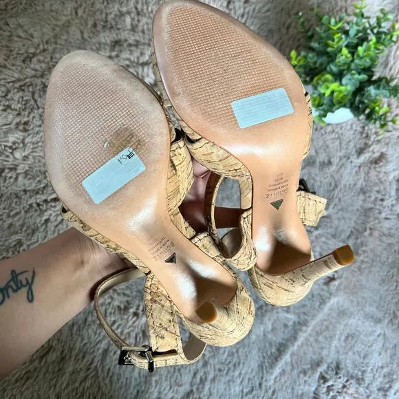 NWOB Schutz Cork 'Gwen' Ankle Strap Sandals with Heel Size: 10B