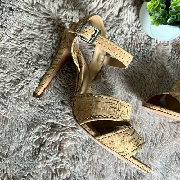NWOB Schutz Cork 'Gwen' Ankle Strap Sandals with Heel Size: 10B