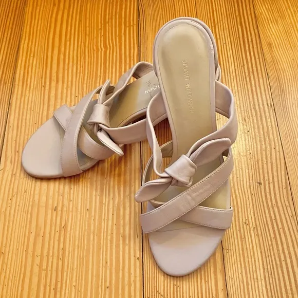 NWOB Stuart Weitzman Play 75 Knot-detail Sandals in Beige Blush Sz 7