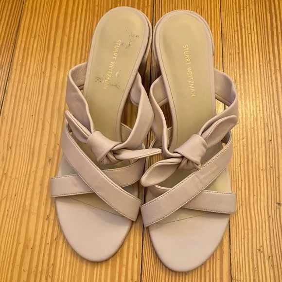 NWOB Stuart Weitzman Play 75 Knot-detail Sandals in Beige Blush Sz 7