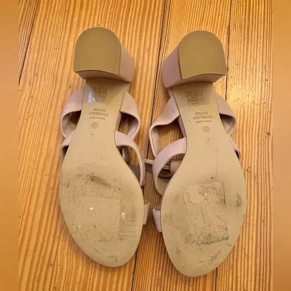 NWOB Stuart Weitzman Play 75 Knot-detail Sandals in Beige Blush Sz 7
