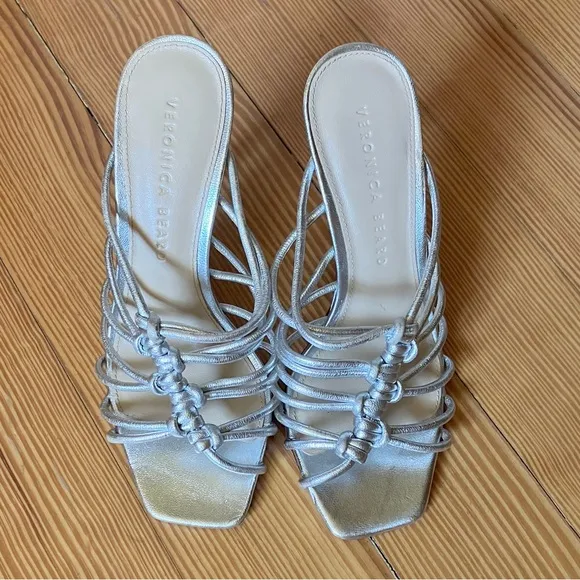 NWOB VERONICA BEARDAvita Metallic Cage Slide Sandals Sz 5.
