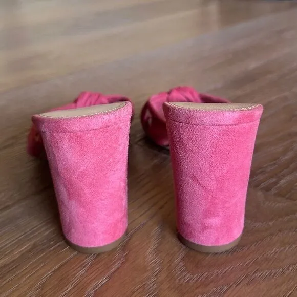 NWOB Veronica Beard Ganita Knotted Suede Mule Sandals In Coral
