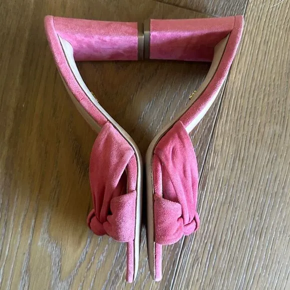 NWOB Veronica Beard Ganita Knotted Suede Mule Sandals In Coral