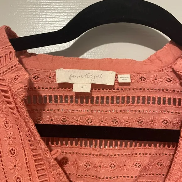 NWOT Anthropologie Forever That Girl Pink Eyelet Mini Dress in Pink