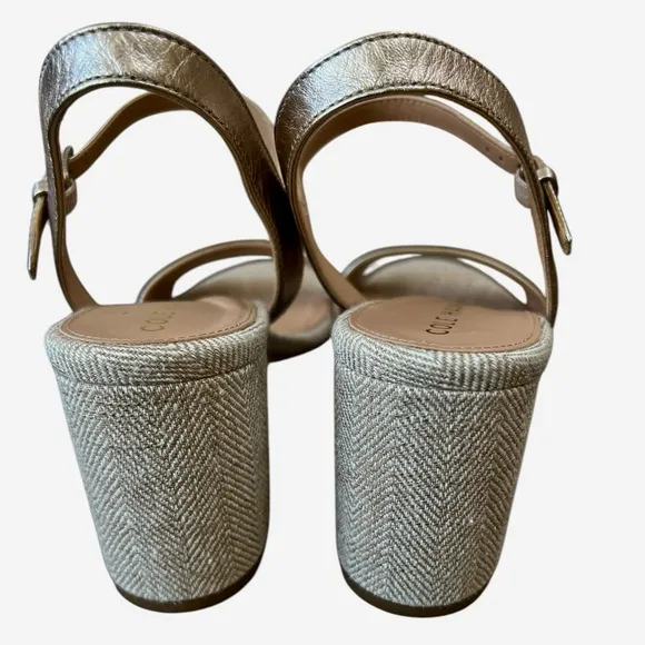 NWOT Cole Haan Josie Metallic Leather Block Heel Rose Gold Sandals – Sz 8.5B