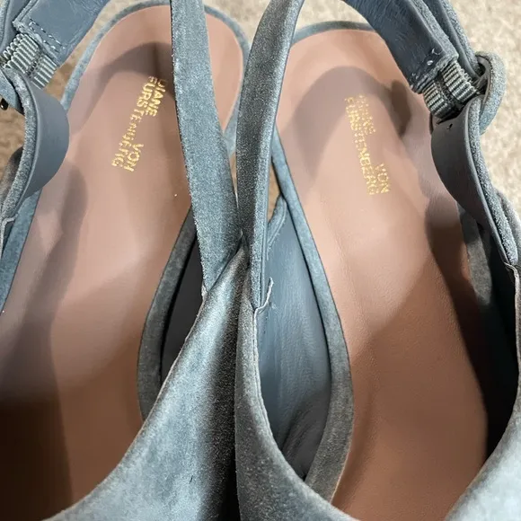 NWOT Diane Von Furstenberg|| Juno Blue Suede Platform Wedge Sandals Size 8