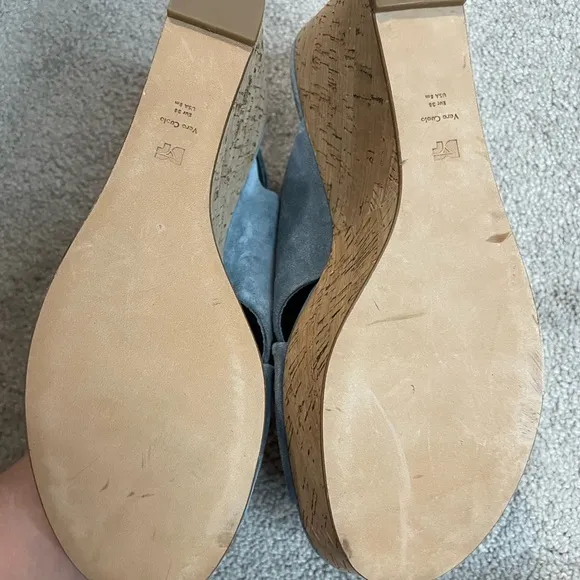NWOT Diane Von Furstenberg|| Juno Blue Suede Platform Wedge Sandals Size 8