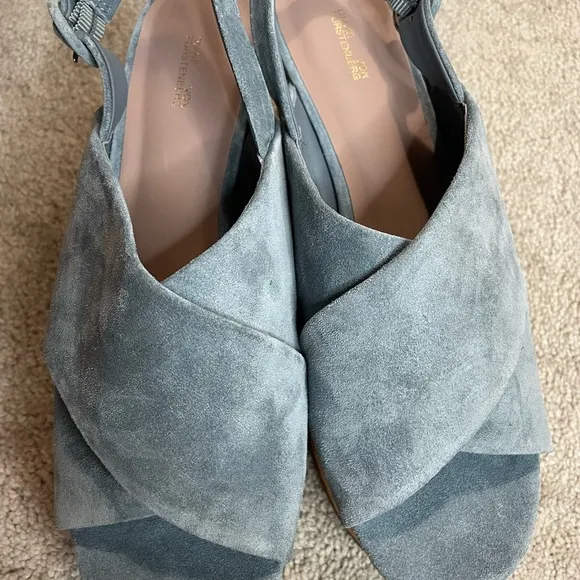 NWOT Diane Von Furstenberg|| Juno Blue Suede Platform Wedge Sandals Size 8