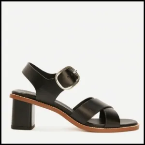 NWOT Everlane The Italian Leather Buckle Heel in Black