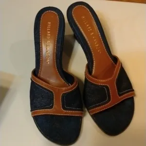 NWOT Hillard &amp; Hanson, Denim mule Wedge shoes size 8