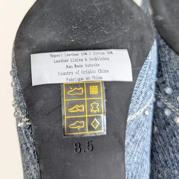 NWOT Jeffrey Campbell Yee Haw Heels Blue Acid Wash Denim Studs Rhinestones sz 8½